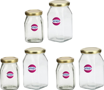 AFAST Glass Grocery Container  - 350 ml(Pack of 6, Clear)