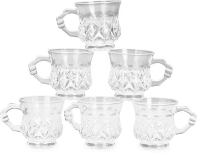 AFAST Pack of 6 Glass Designer & Stylish Transparent Tea/ Coffee Cup, Glass, Round (Set Of Six) TK10(Clear, Cup Set)