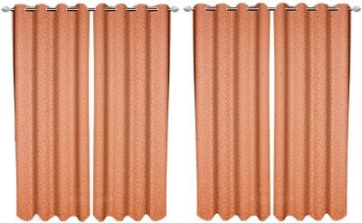 KUBER INDUSTRIES 214 cm (7 ft) Cotton Door Curtain (Pack Of 4)(Self Design, Peach)