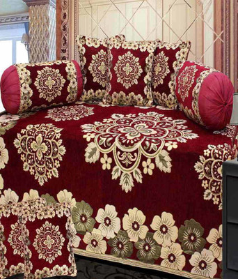 Shivkirpa Velvet Abstract Diwan Set(Maroon)