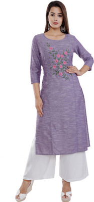 RAJJAS JAIPUR Women Embroidered Straight Kurta(Grey)