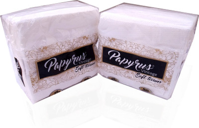 Your's Favourite Vintage 2 ply WHite Premium (Pack of 2) Soft Tissues/ White Paper Napkins(2 Sheets)