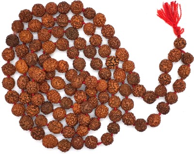 Spherulemuster Rudraksha 5 Mukhi (108+1) Beads(Red Thread, 10mm) Wood Necklace