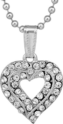 MissMister Silver Plated CZ Studded Heart in Heart Shape Fashion Pendant Men Women Silver Cubic Zirconia Brass Pendant