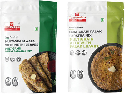 Tanawade's SMART FOOD Paratha Combo, Instant Methi Paratha, Palak Paratha Mix, Ready to Cook, 400 g(Pack of 2)