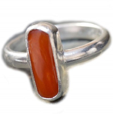 Jaipur Gemstone Red Coral ring original & lab certified stone 9.25 ratti silver ring Sterling Silver Coral Silver Plated Ring