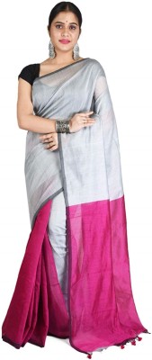 Desh Bidesh Self Design Handloom Handloom Silk Blend, Pure Cotton Saree(Grey)