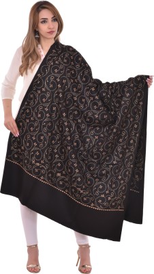 BAISA Pashmina, Wool Embroidered Women Shawl(Black)