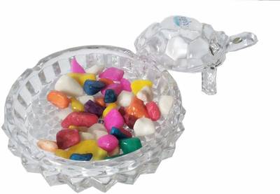 Lvi Craft Crystal Glass Turtle/kachua With Color Stones Feng Shui Home Decorative Showpiece  -  11 cm  (Crystal, Clear)