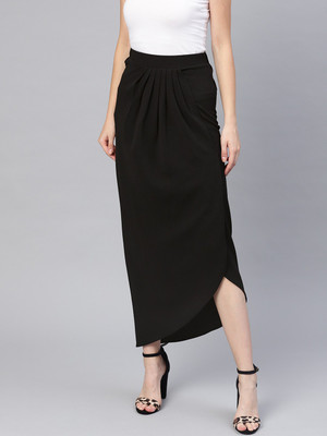 55% OFF on SASSAFRAS Solid Women Tulip Black Skirt on Flipkart