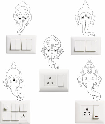 Saiii Designs 7 cm Lord Ganesh Switch Board Sticker Size-12cm X7cm Self Adhesive Sticker(Pack of 1)