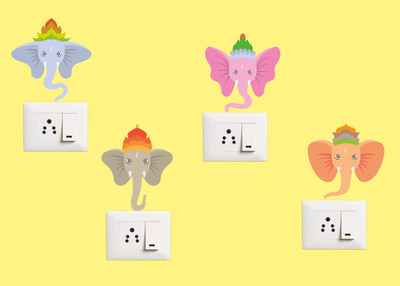 SUDARSHAN DESIGNS 11 cm Lord Ganesha Switch Board Sticker Size-11cm X11cm Self Adhesive Sticker(Pack of 1)