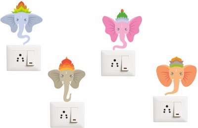 Decoration Stickers 11 cm Lord Ganesha Switch Board Sticker Size-11cm X11cm Self Adhesive Sticker(Pack of 1)