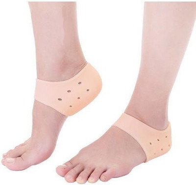 Fulkiza Heel Sock Silicon Anti Crack Heel Support(Beige)