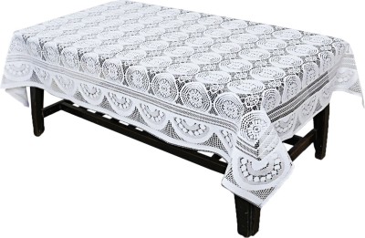 KUBER INDUSTRIES Floral 4 Seater Table Cover(White, Cotton)