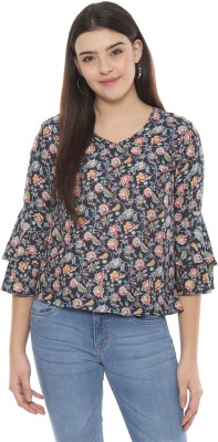 PEOPLE Casual Bell Sleeve Printed Women Multicolor Top