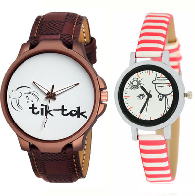 Stepso MT01MT02MT03MT04 Analogue White Dial Red Leather Strap Boys And Girls Analog Watch  - For Men & Women