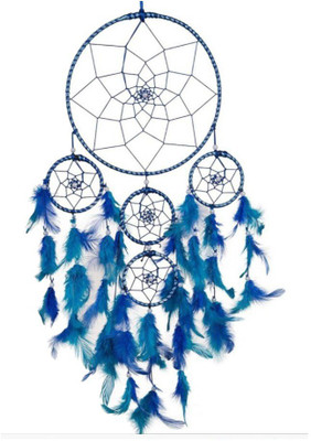 Vyne 5 Ring Ocean Color Dream Catcher Wall Hanging For Home / Office Wool Dream Catcher(20 inch, Blue)