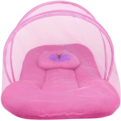 Decor Hut Toddler Mattress Baby Bedding with Mosquito Net Bed for New Born Baby Foldable cartoon Foldable(Fabric, Pink)