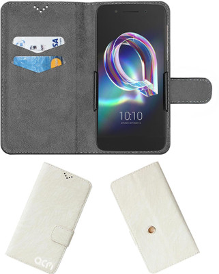 ACM Flip Cover for Alcatel Idol 5(White, Cases with Holder, Pack of: 1)