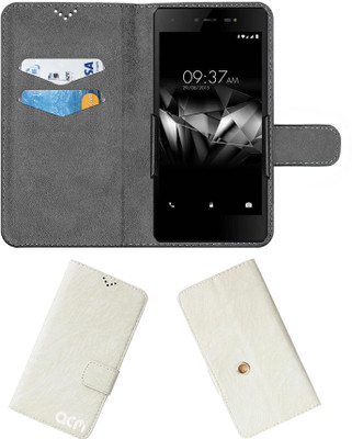 ACM Flip Cover for Micromax Canvas 5 E481(White, Cases with Holder, Pack of: 1)