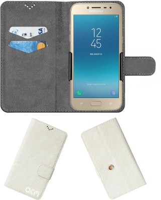 ACM Flip Cover for Samsung Galaxy J2 2018(White, Cases with Holder, Pack of: 1)
