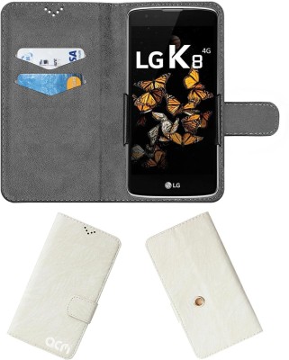 ACM Flip Cover for Lg K8(White, Cases with Holder, Pack of: 1)