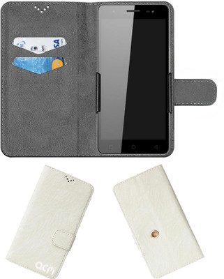ACM Flip Cover for Micromax Canvas Juice Q461(White, Cases with Holder, Pack of: 1)