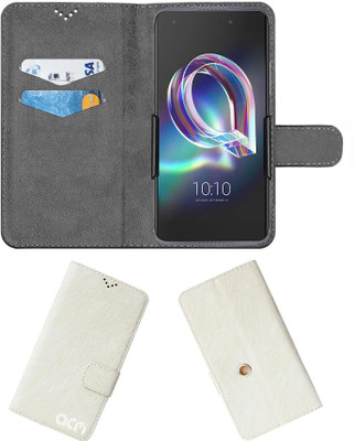 ACM Flip Cover for Alcatel Idol 5s(White, Cases with Holder, Pack of: 1)