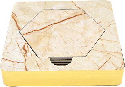 EZ Life Square Marble Coaster Set(Pack of 6)