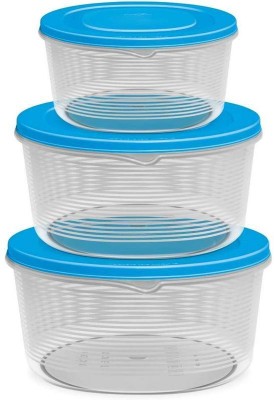 MILTON Plastic Grocery Container  - 3000 ml, 2000 ml, 1000 ml(Pack of 3, Blue)