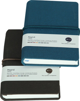 comma Regina A6 Notebook Single Ruled 192 Pages(Brown, Peacock Blue, Pack of 2)