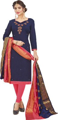 Kimisha Cotton Blend Solid, Embroidered, Printed Kurta & Churidar Material