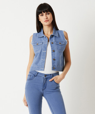 Miss Chase Sleeveless Solid Women Denim Jacket