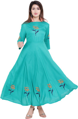 vijay garments Women Gown Green Dress