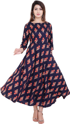 vijay garments Women Gown Blue Dress