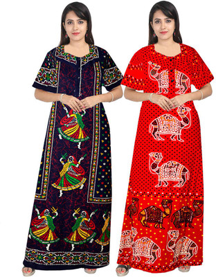 Trendy Fab Women Nighty Set(Multicolor)