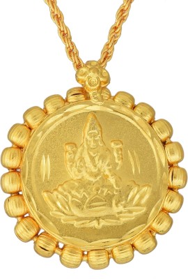 MissMister Gold Plated, Coin Shaped Laxmi Pendant Hindu Lakshmi God Temple Jewellery Necklace Latest Gold-plated Brass