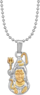 Dzinetrendz DzineTrendz Yellow and White Gold Plated Double Colour Shiva Mahadev Bholenath Chain Pendant for Men and Women  Silver Cubic Zirconia Brass Pendant