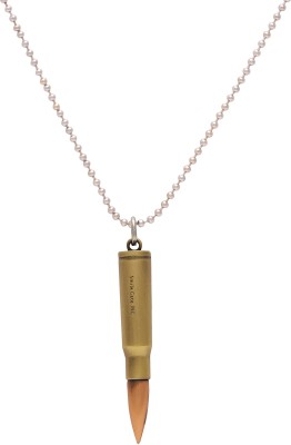MissMister Gunmetal and Brass, Exact Replica Real Bullet Shape, Weight and Size, Fashion Chain Pendant Necklace Gold-plated Brass