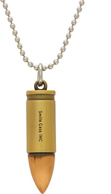 MissMister Heavy Brass, Exact Replica Real Bullet Shape and Size, Fashion Chain Pendant Necklace Gold-plated Brass