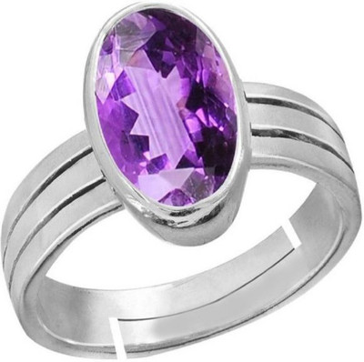 royal enterprise Ametheyst katela For Men 8.25 ratti Metal Amethyst Silver Plated Ring