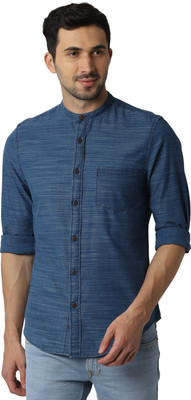 peter-england-men-self-design-casual-blue-shirt-1