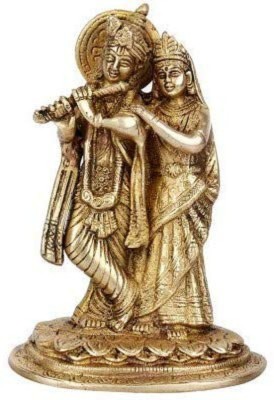vrindavan shopi Fine Brass Radha Krishna idol statue Decorative Showpiece  -  6 cm(Brass, Gold)