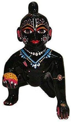 vrindavan shopi Vrindavan Black Painted LAddu Gopal Ji Idol Statue For Home Temple Decorative Showpiece  -  10 cm(Brass, Black)