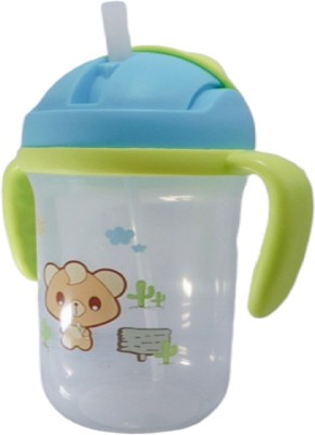 Manan Shopee Printed Kids Sipper Cum Water Bottle with Handle- 330Ml(Green)