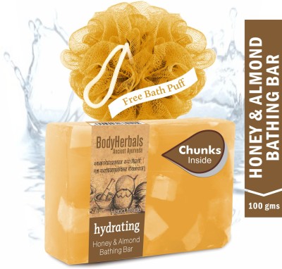 BodyHerbals Hydrating Soap, Hand Made Honey & Almond Bathing Bar with Natural Chunks(100 g)