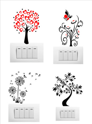 Psychedelic Collection 20 cm Decorative Switch Board Light Board Sticker Self Adhesive Sticker(Pack of 4)