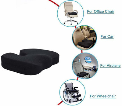 RUDRESHWAR Coccyx Orthopedic Memory Foam Seat Cushion For Relief Hip Pain Back / Lumbar Support(Black)