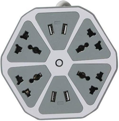 anveksha 4-USB Hexagon Power Socket 6  Socket Extension Boards(Multicolor, 1.7 m, With USB Port)
